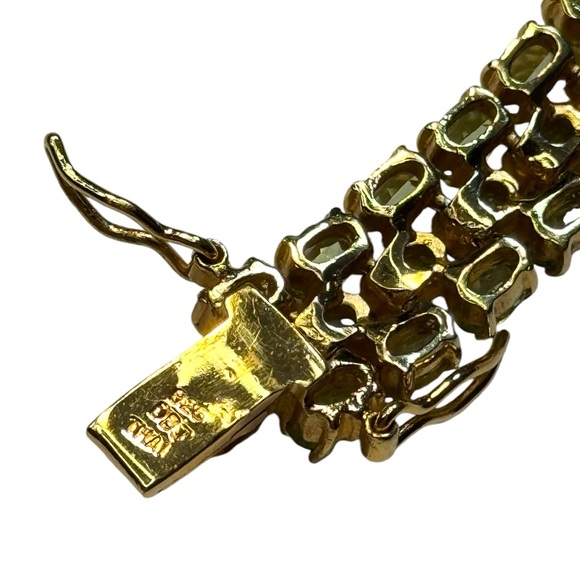 DBJ Dee Berkeley 925 Gold-plated Bracelet with Three Rows of Green Peridot Gem - Picture 5 of 9